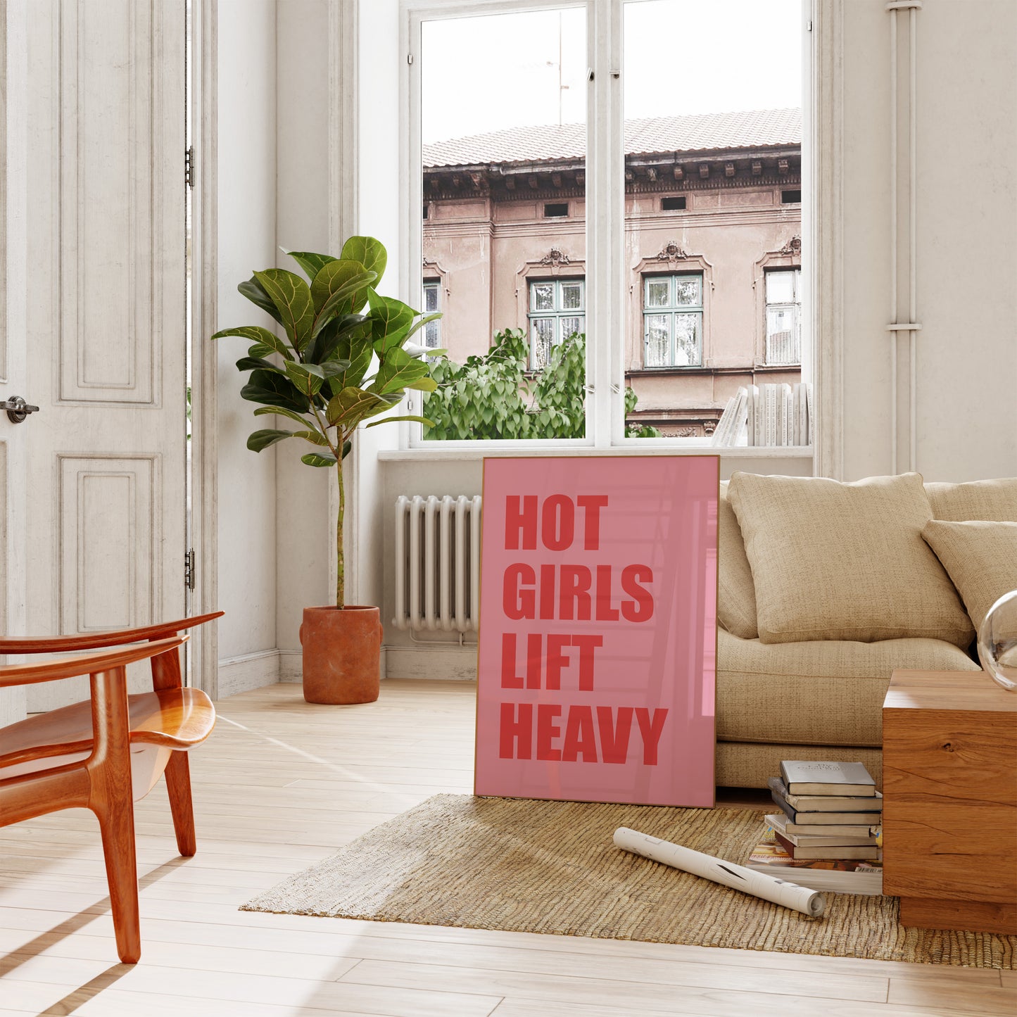 Hot Girls Lift Heavy Pink Wall Art