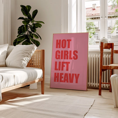 Hot Girls Lift Heavy Pink Wall Art