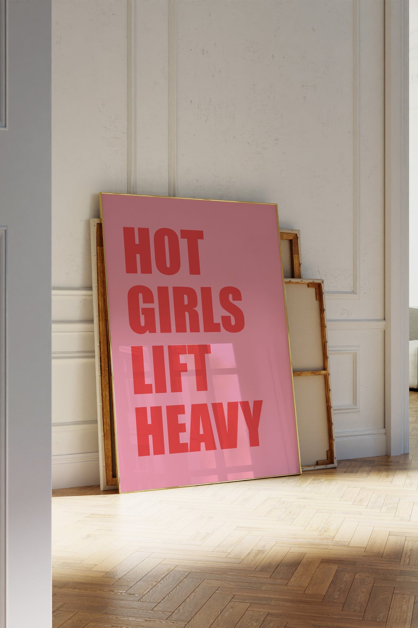 Hot Girls Lift Heavy Pink Wall Art