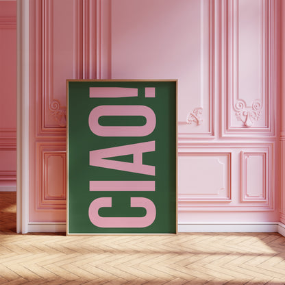 Green And Pink Ciao Wall Art