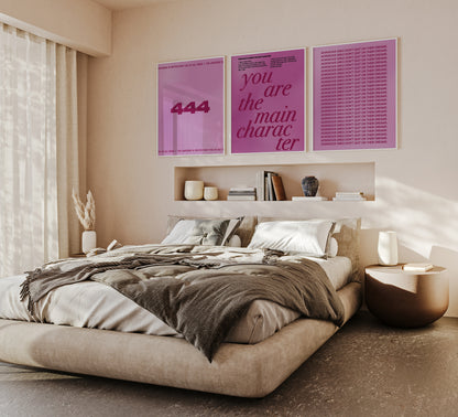 Main Character Dark Pink Wall Art Set of 3