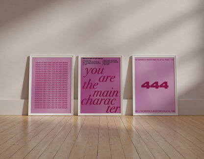 Main Character Dark Pink Wall Art Set of 3