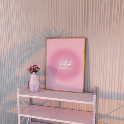 Angel Number 444 Pink Aura Wall Art