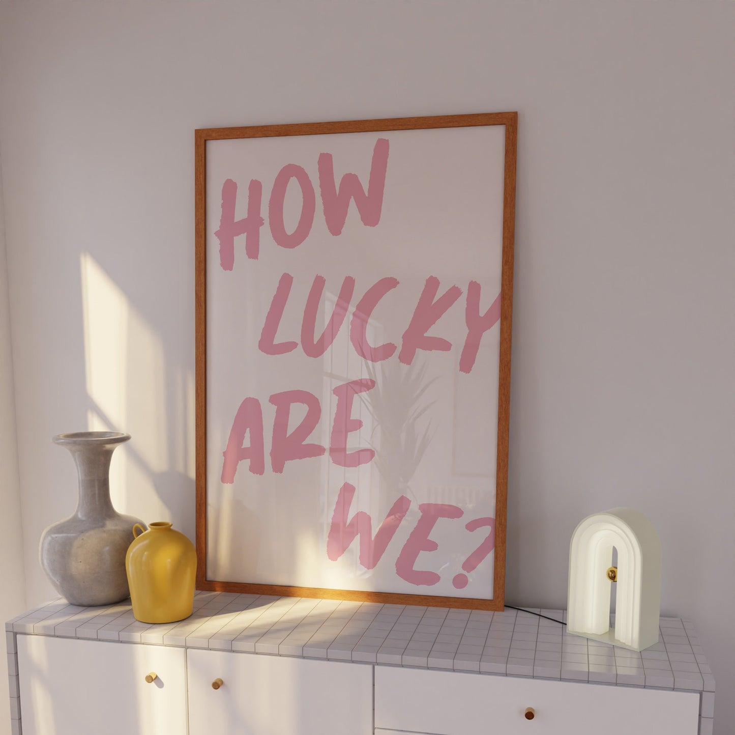 How Lucky Are We Pink Wall Art