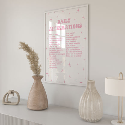 Daily Affirmations Pink Wall Art