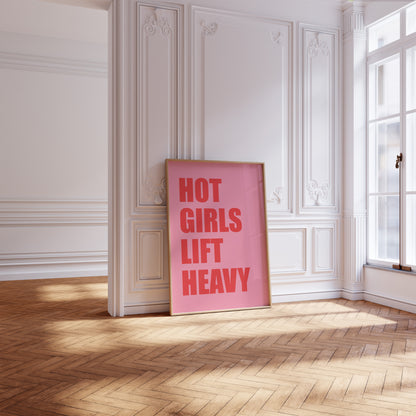 Hot Girls Lift Heavy Pink Wall Art