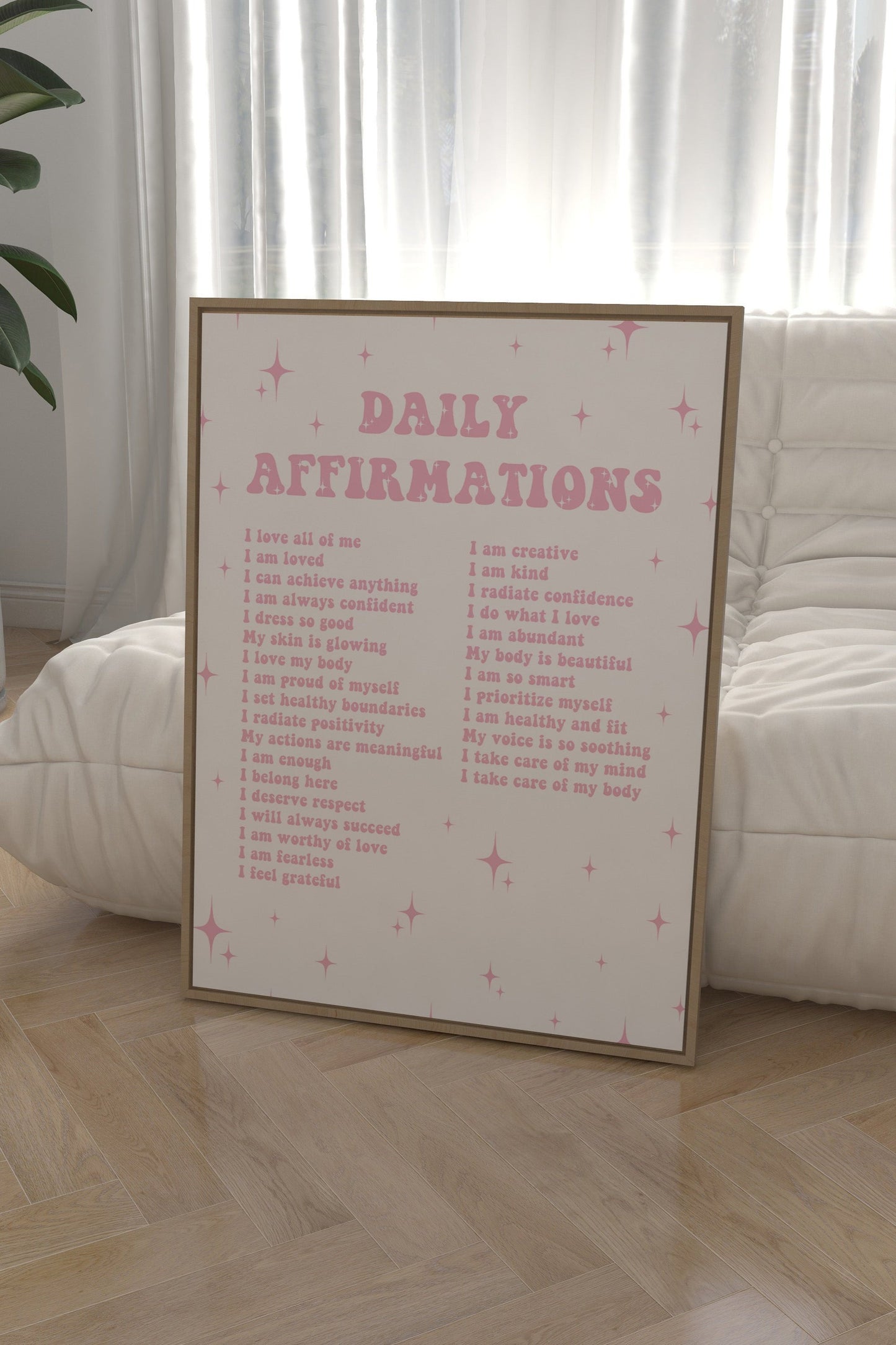 Daily Affirmations Pink Wall Art