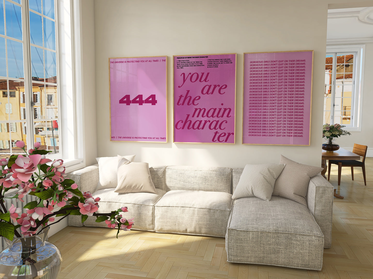 Main Character Dark Pink Wall Art Set of 3