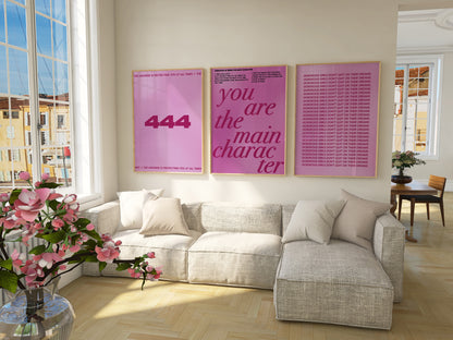 Main Character Dark Pink Wall Art Set of 3