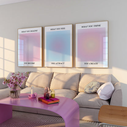 Positive Aura Affirmation Wall Art Set of 3