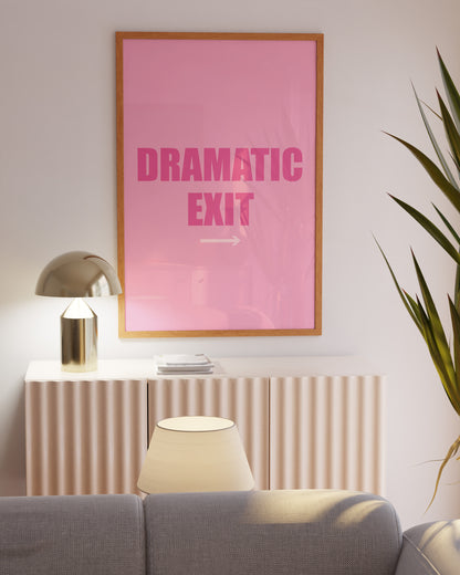 Modern Pink Wall Decor - Playful Exit Sign Art Print
