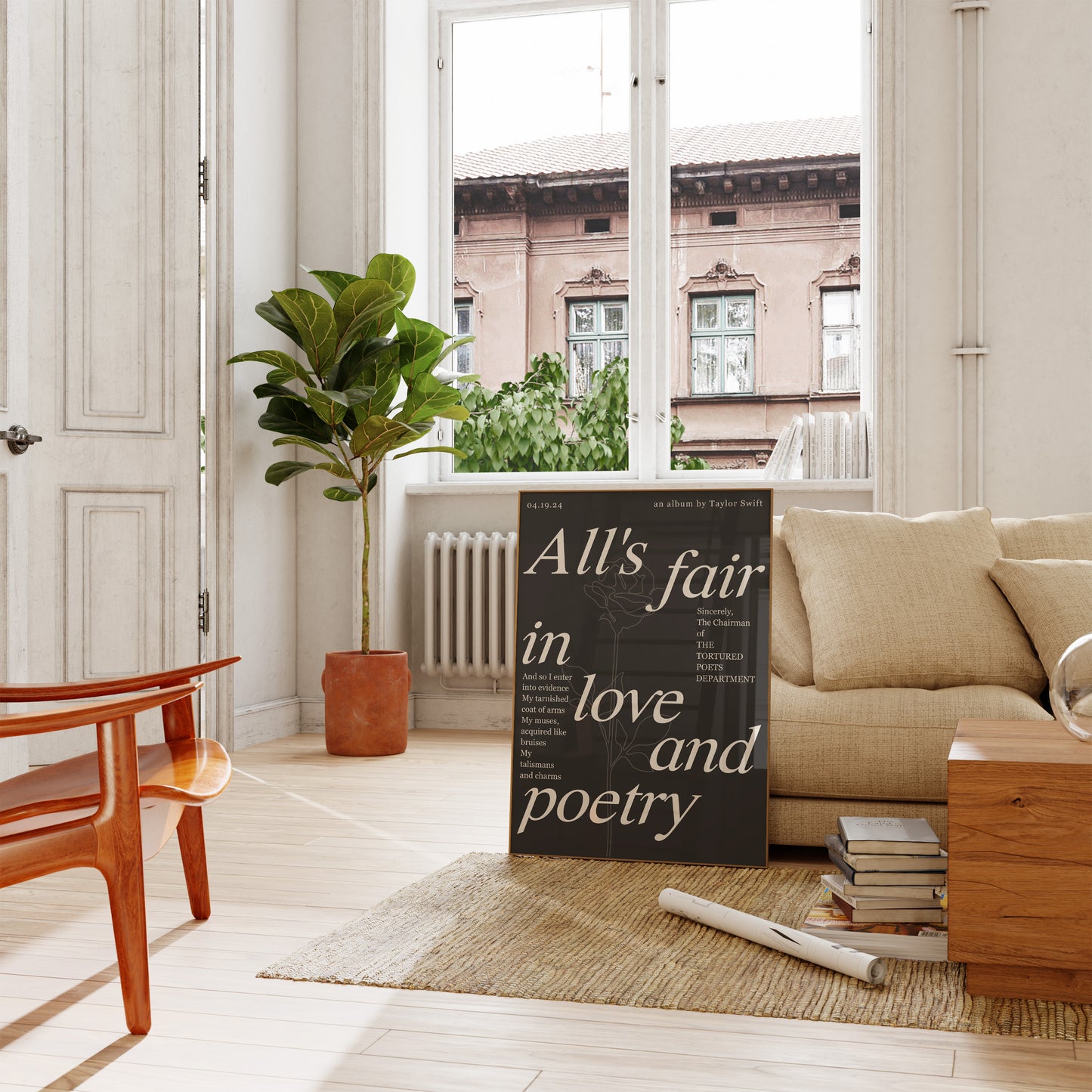 All's Fair In Love And Poetry Black Wall Art