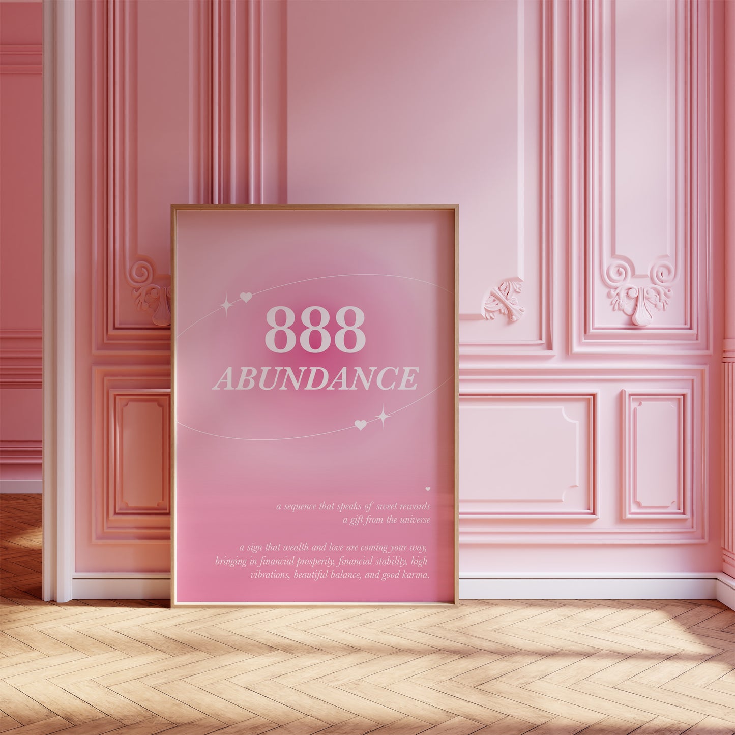 Angel Number 888 Pink Wall Art