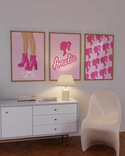 Personalised Barbie Wall Art Set of 3