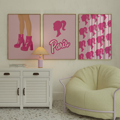 Personalised Barbie Wall Art Set of 3