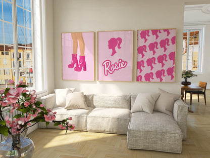 Personalised Barbie Wall Art Set of 3