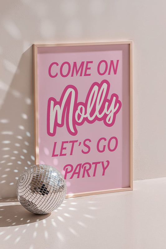 Personalised Let's Go Party Barbie Wall Art