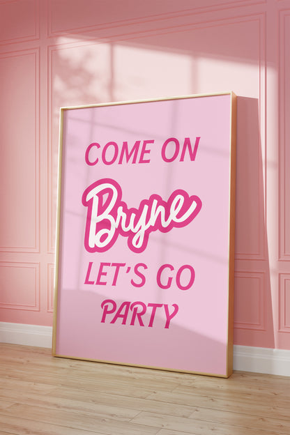 Personalised Let's Go Party Barbie Wall Art