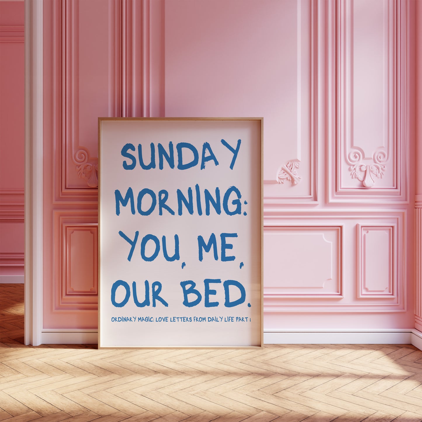 Sunday Morning: You, Me, Our Bed Blue Wall Art