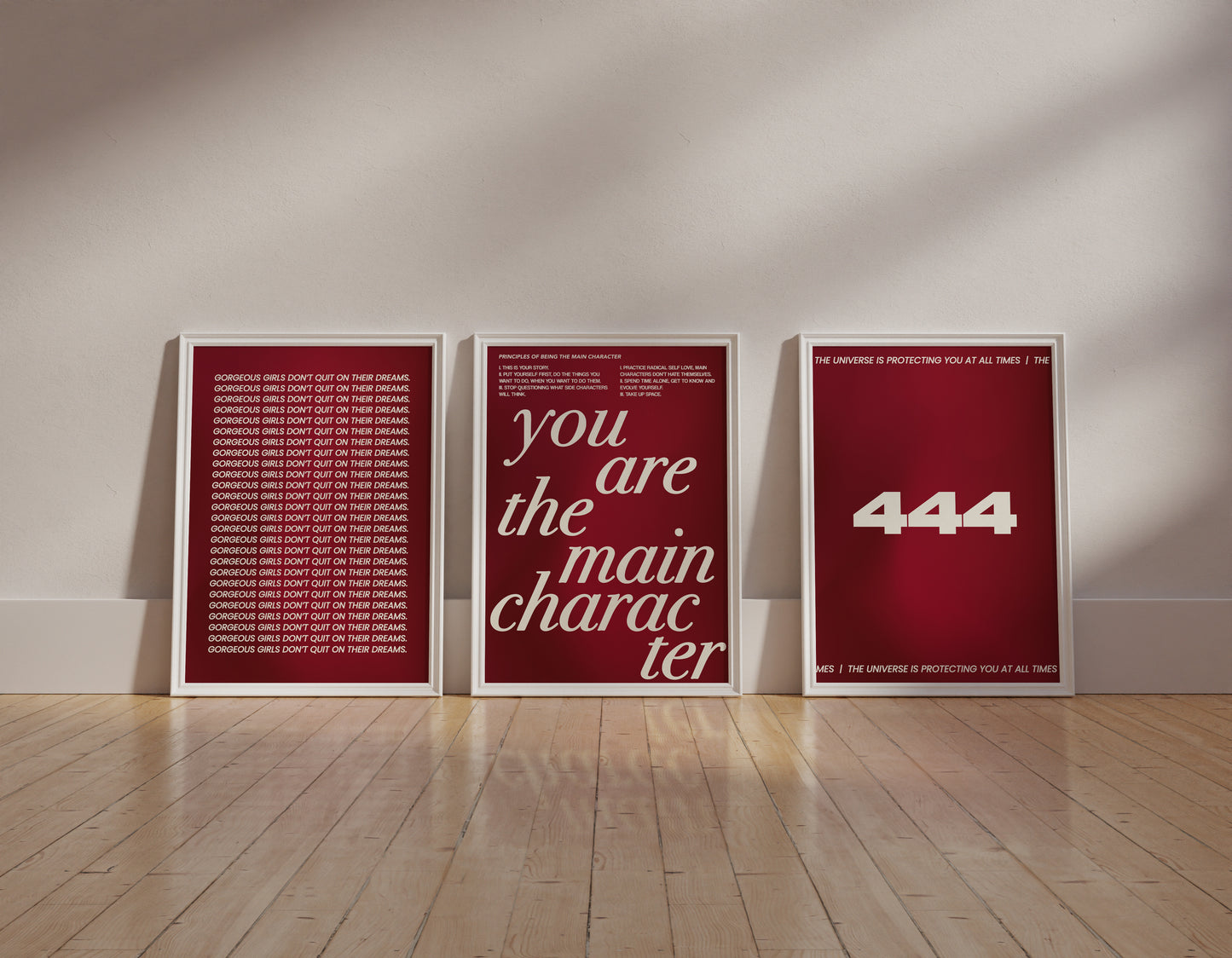 Main Character Burgundy Wall Art Set of 3