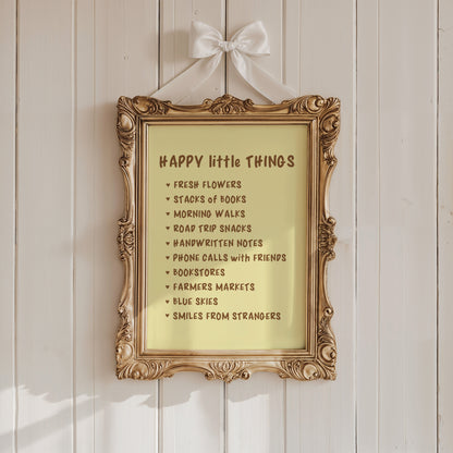 Happy Little Things Butter Yellow Wall Art