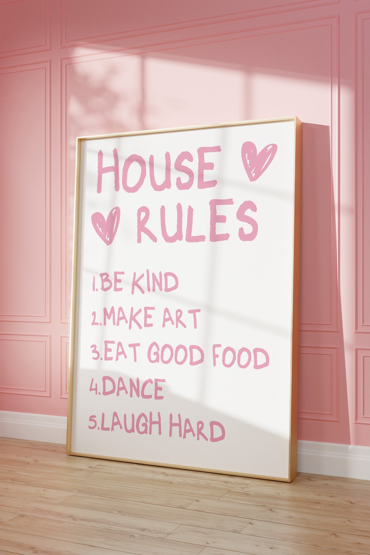 House Rules Pink Wall Art