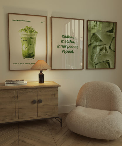 Matcha Aesthetic Wall Art Set of 3