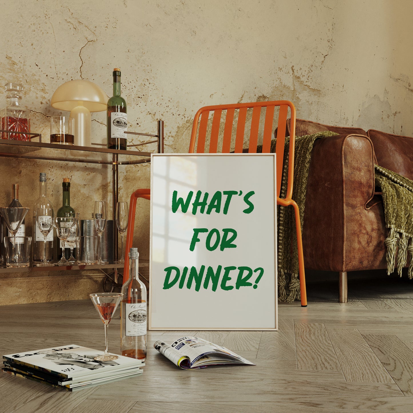 What's For Dinner Green Wall Art