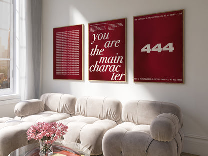 Main Character Burgundy Wall Art Set of 3