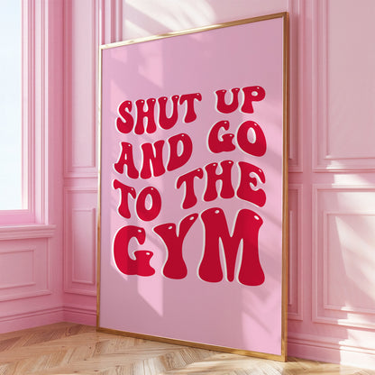 Workout room printable artwork with pink and red aesthetic.