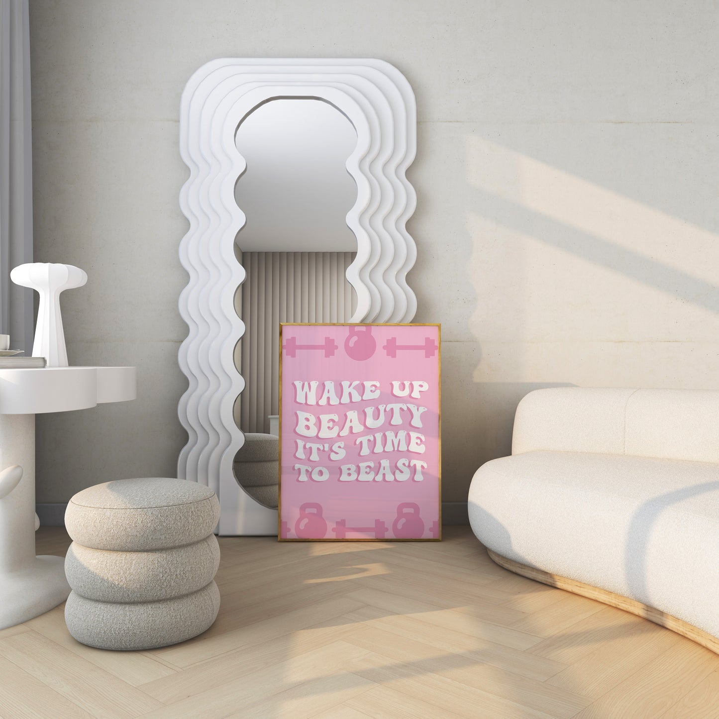 Wake Up Beauty It's Time To Beast Pink Wall Art