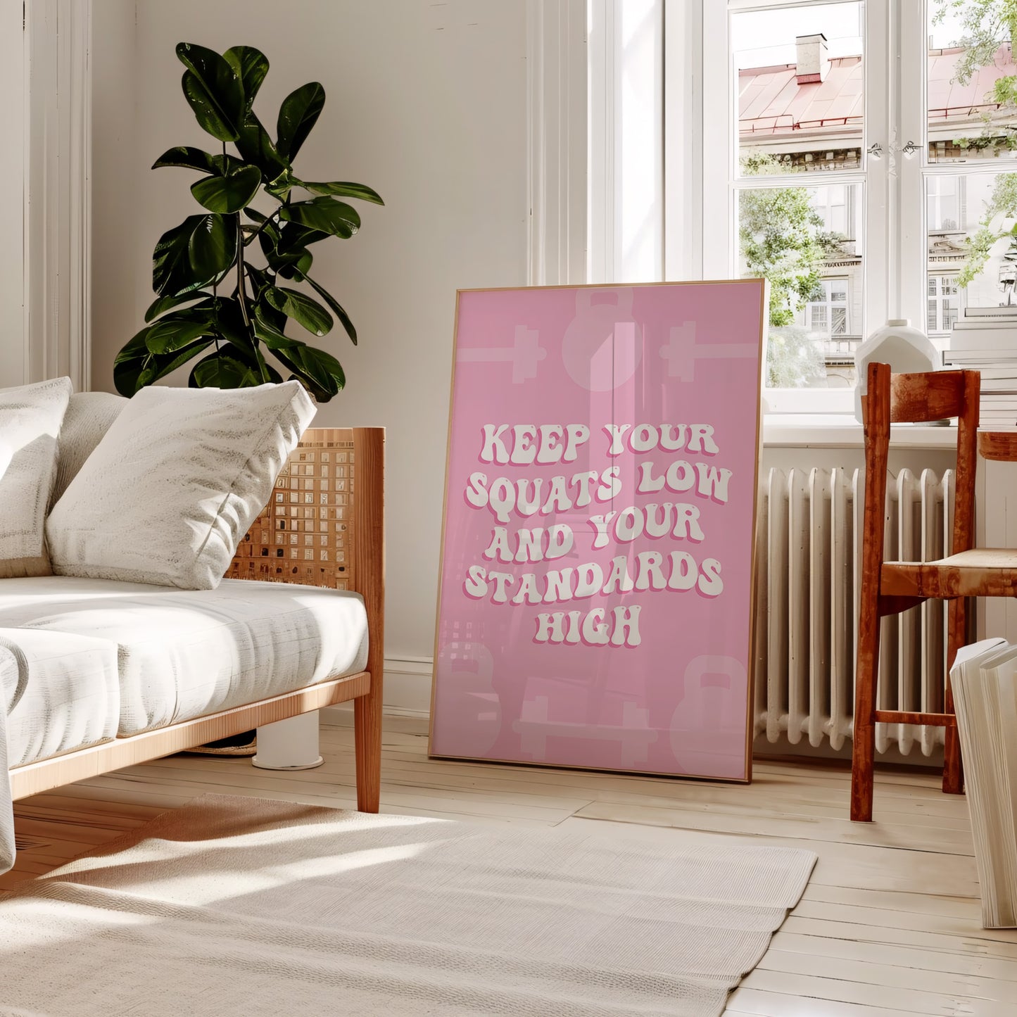 Keep Your Squats Low And Your Standards High Pink Wall Art