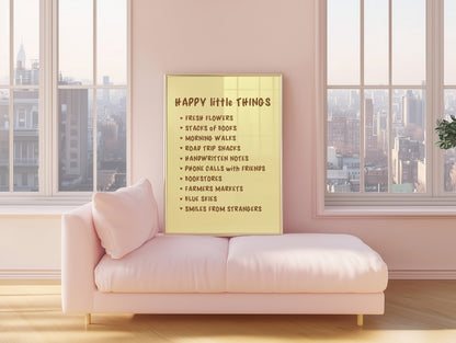 Happy Little Things Butter Yellow Wall Art