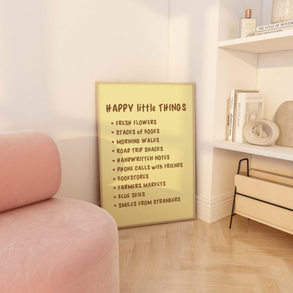 Happy Little Things Butter Yellow Wall Art