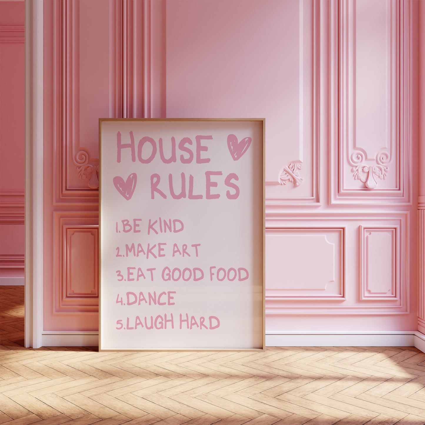 House Rules Pink Wall Art