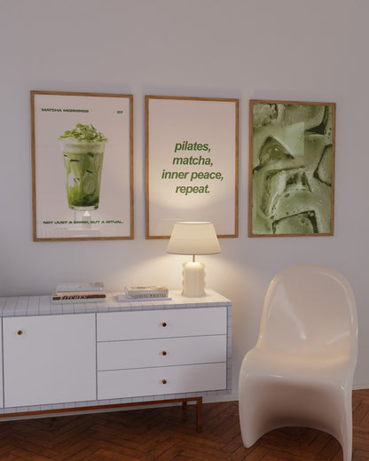 Matcha Aesthetic Wall Art Set of 3