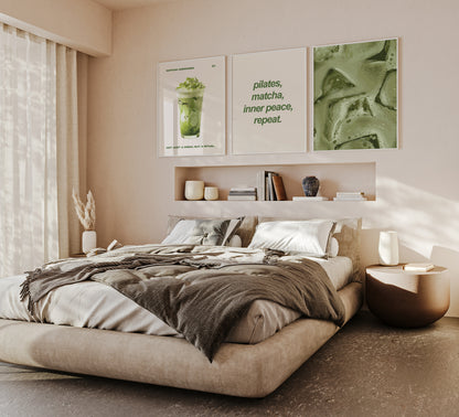 Matcha Aesthetic Wall Art Set of 3
