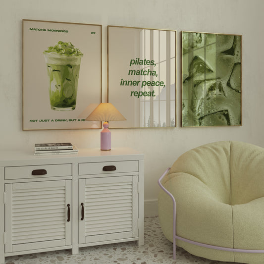 Matcha Aesthetic Wall Art Set of 3