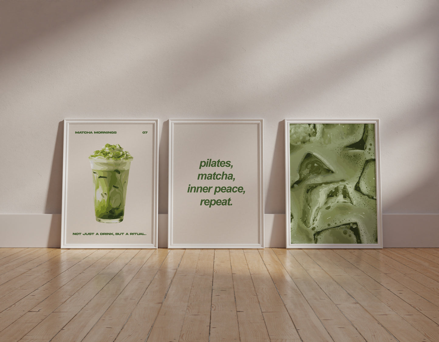 Matcha Aesthetic Wall Art Set of 3