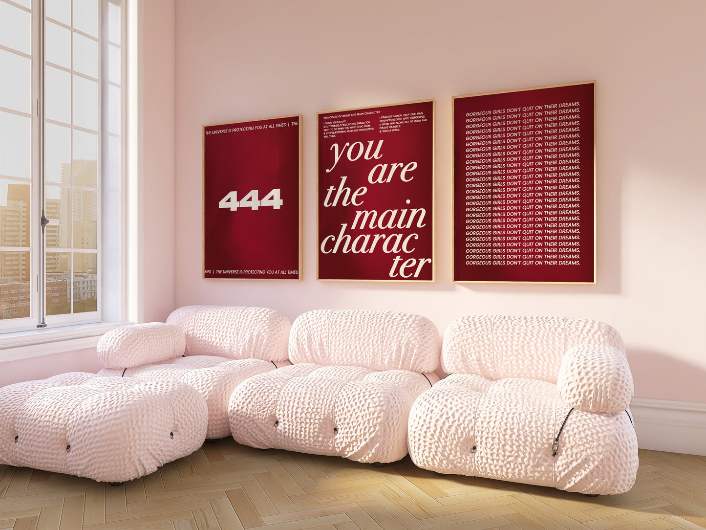 Main Character Burgundy Wall Art Set of 3
