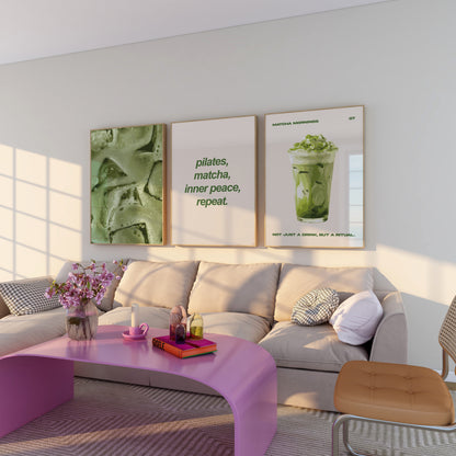 Matcha Aesthetic Wall Art Set of 3