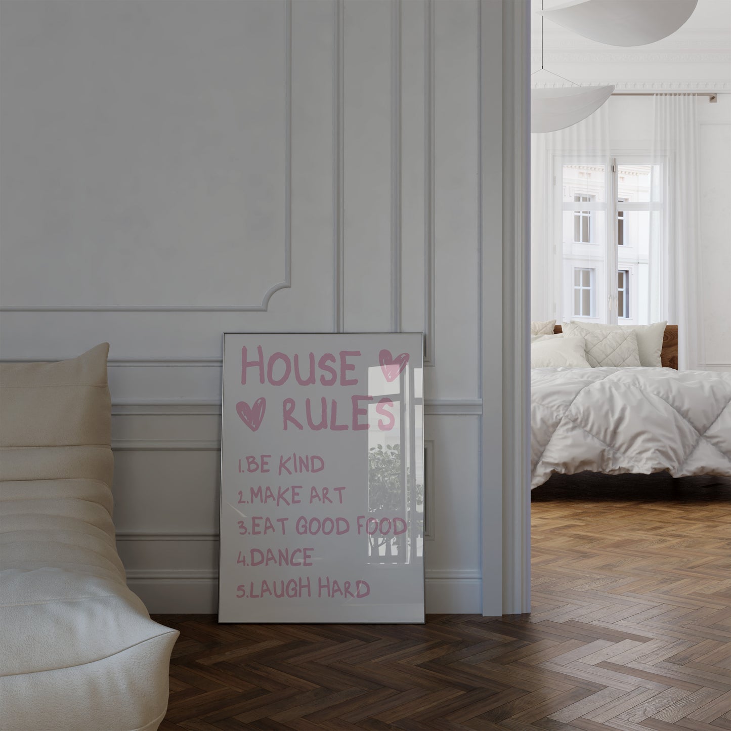 House Rules Pink Wall Art