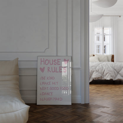 House Rules Pink Wall Art