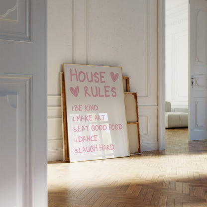 House Rules Pink Wall Art