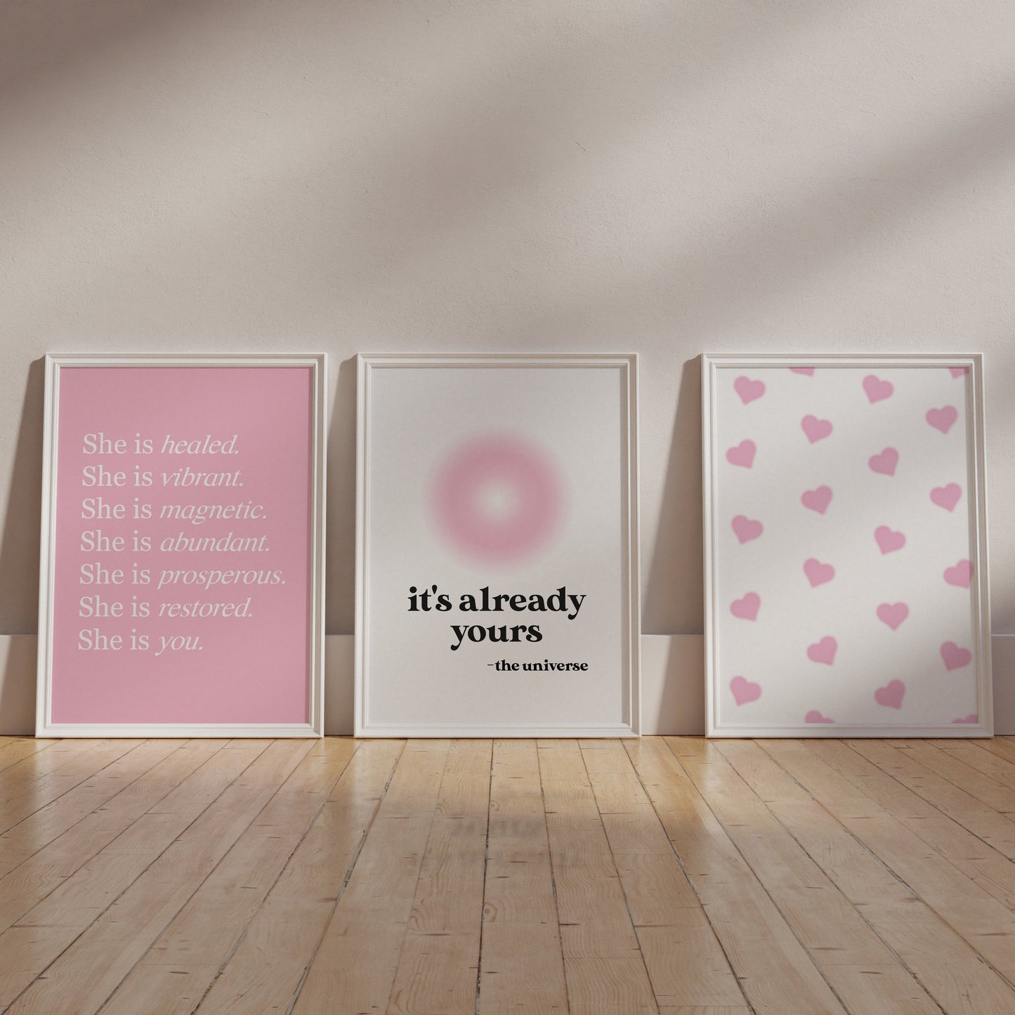 Pink Affirmations Wall Art Set of 3