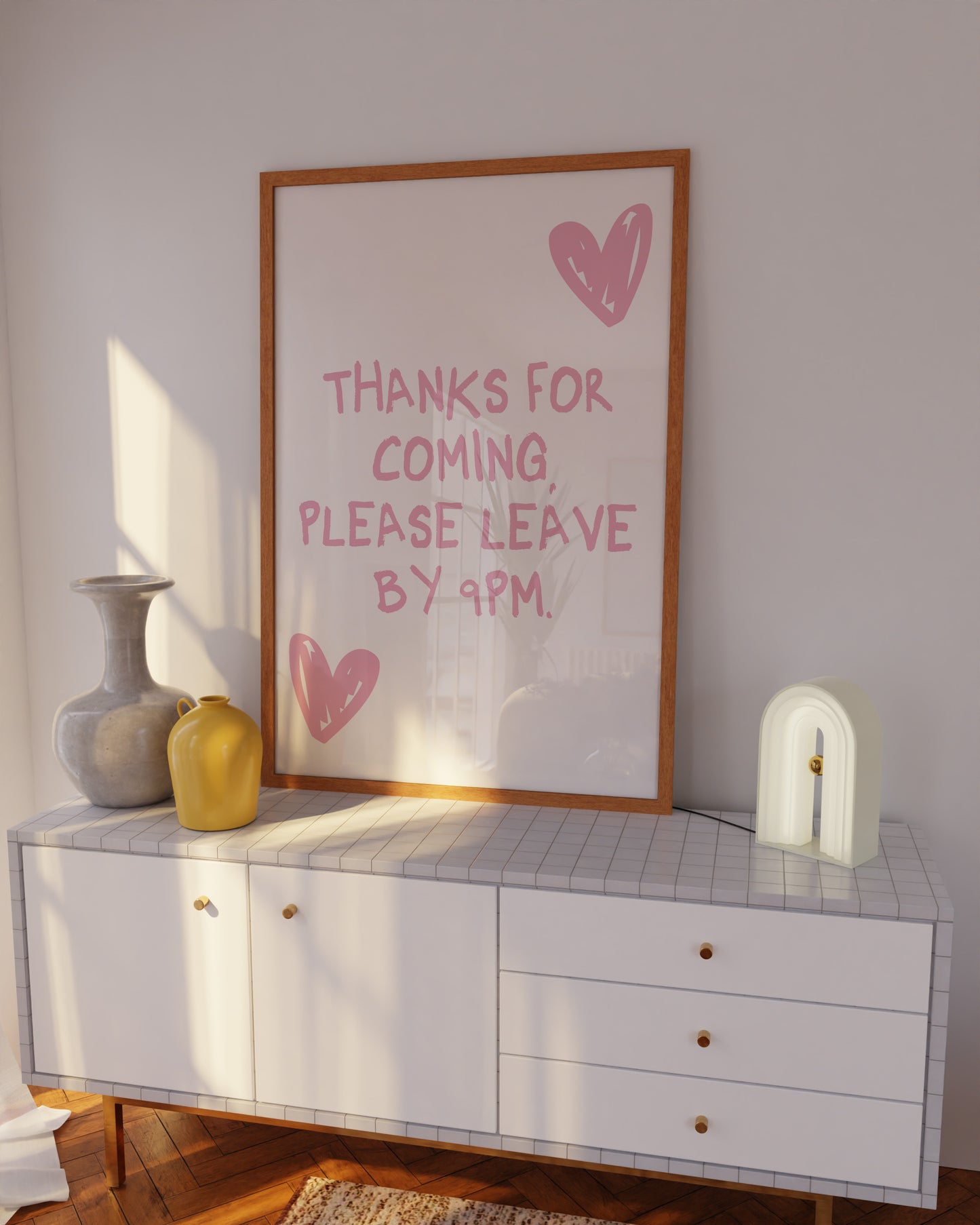 Please Leave By 9PM Pink Wall Art