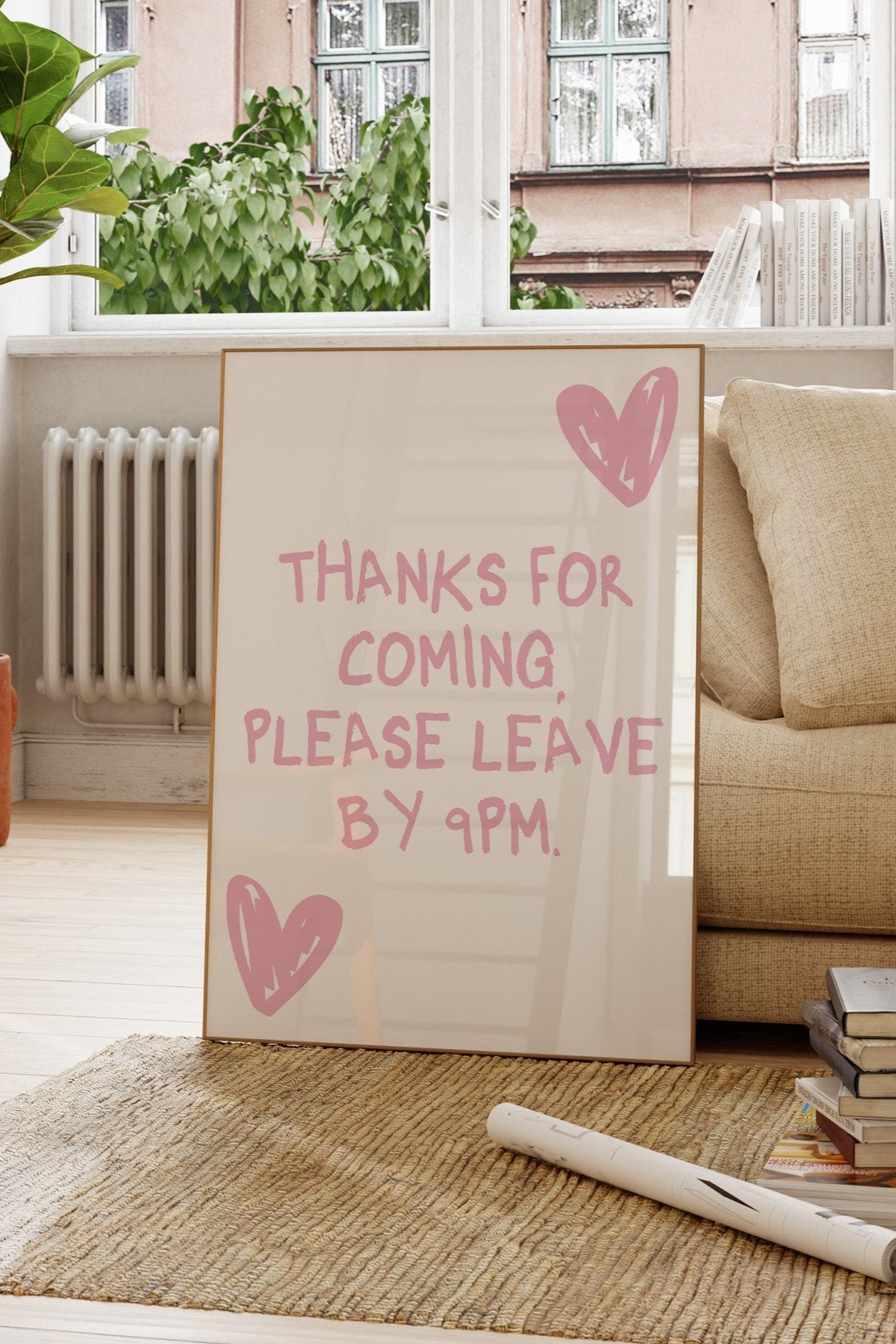 Please Leave By 9PM Pink Wall Art