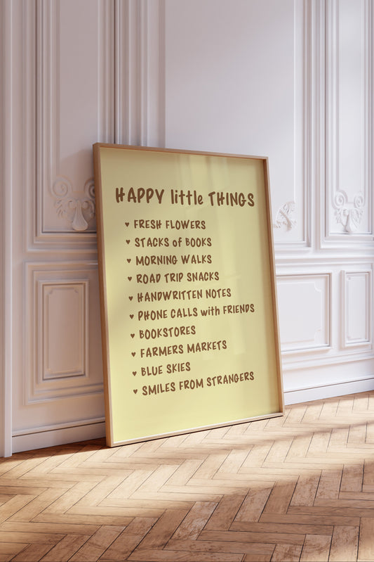 Happy Little Things Butter Yellow Wall Art