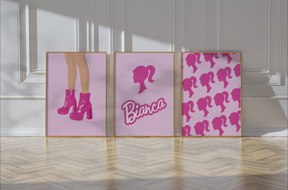 Personalised Barbie Wall Art Set of 3