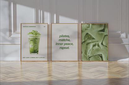 Matcha Aesthetic Wall Art Set of 3